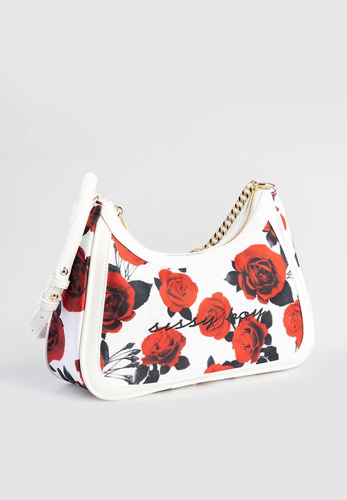 SISSY BOY - Rose print shoulder bag - red/white