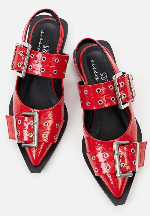 SISSY BOY - Double buckle slingback flat - red