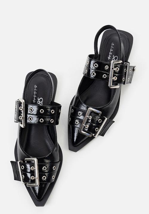 SISSY BOY - Double buckle slingback flat - black