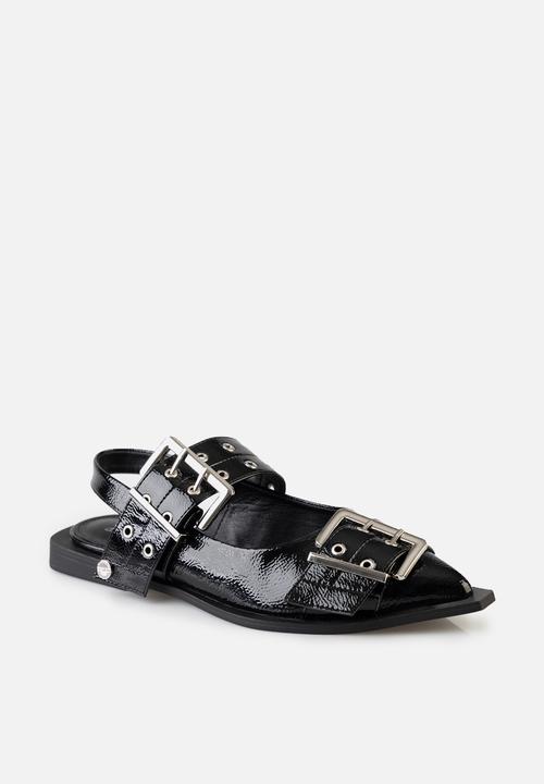 SISSY BOY - Double buckle slingback flat - black