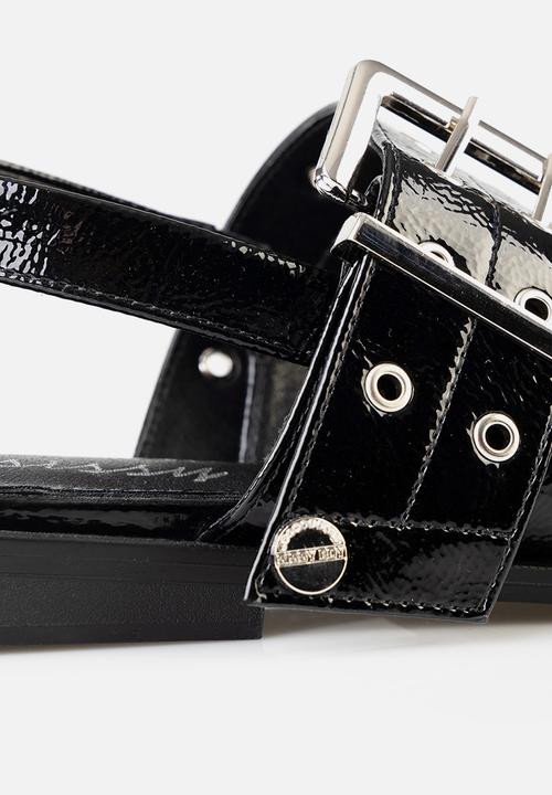 SISSY BOY - Double buckle slingback flat - black