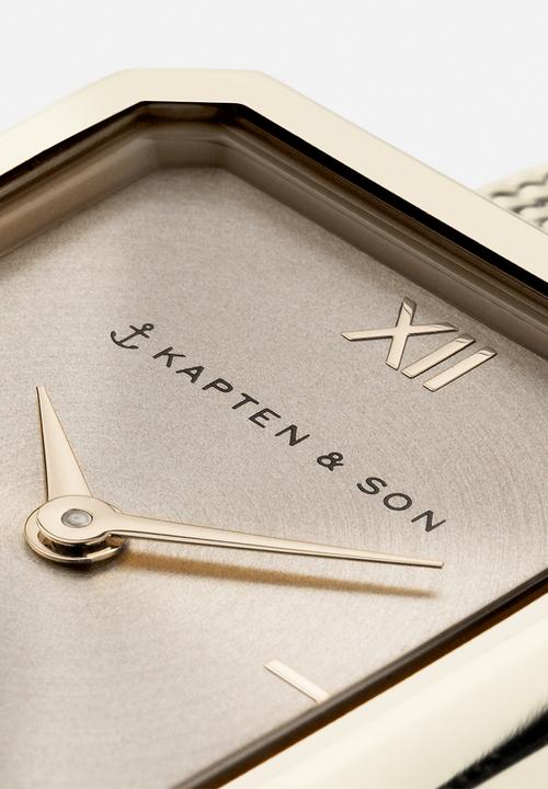 Kapten & Son - Grace mesh watch - light gold & cream