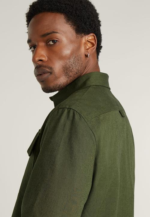 G-STAR - Cpo regular shirt l\s - asfalt/dk moss oxford