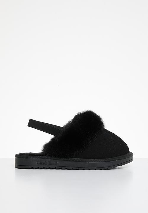Pop Candy - Shearling lined sandals - black