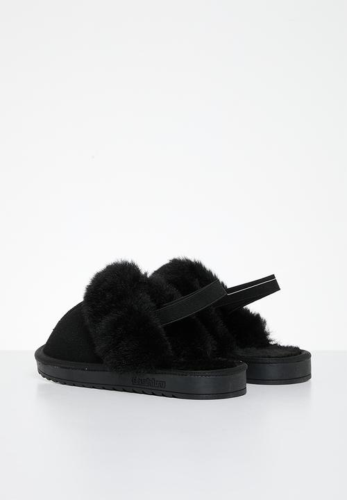 Pop Candy - Shearling lined sandals - black