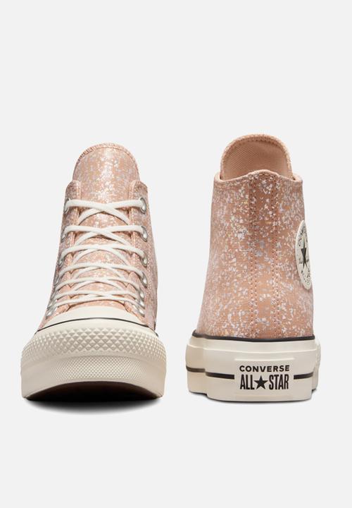 Converse - CHUCK TAYLOR ALL STAR LIFT PLATFORM GLITTER - DUSTY CINDER/EGRET/BLACK - SHINEFETTI