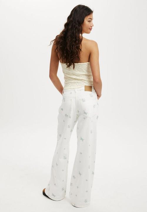 Cotton On - Relaxed wide jean - vintage white/ditsy floral