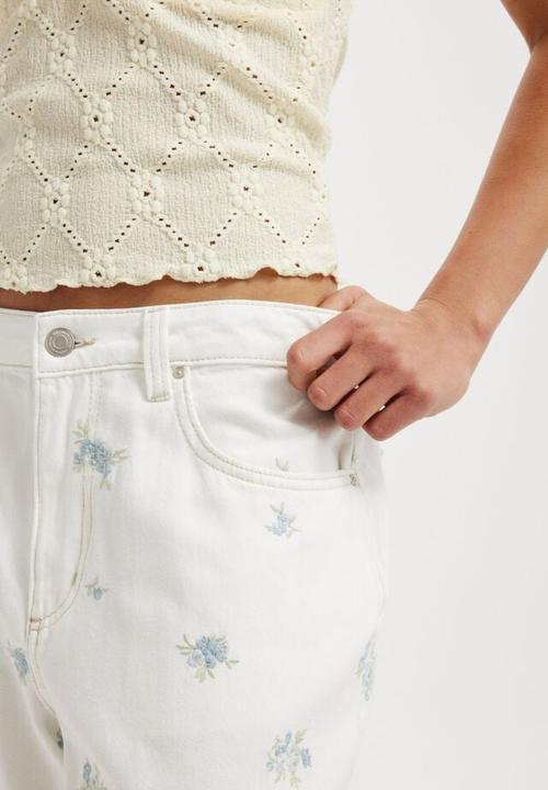 Cotton On - Relaxed wide jean - vintage white/ditsy floral