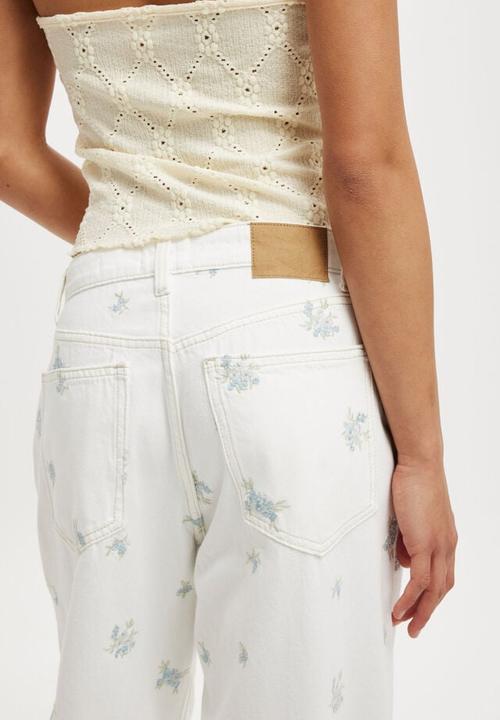 Cotton On - Relaxed wide jean - vintage white/ditsy floral
