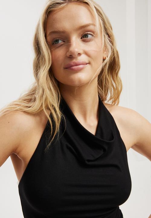 Cotton On - Isla Cowl Neck Halter - Black
