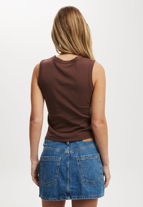 Cotton On - Charlie Button Front Tank - Chocolate