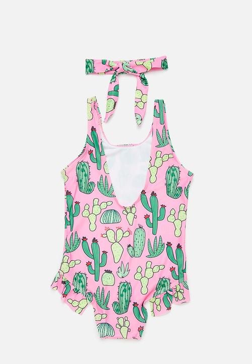 Pop Candy - Printed one piece swimsuit & headband set-multi