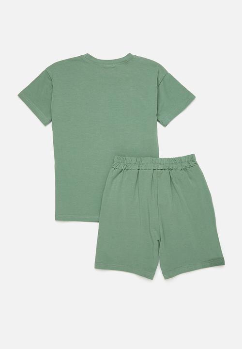 Pop Candy - Tee & short set - sage green