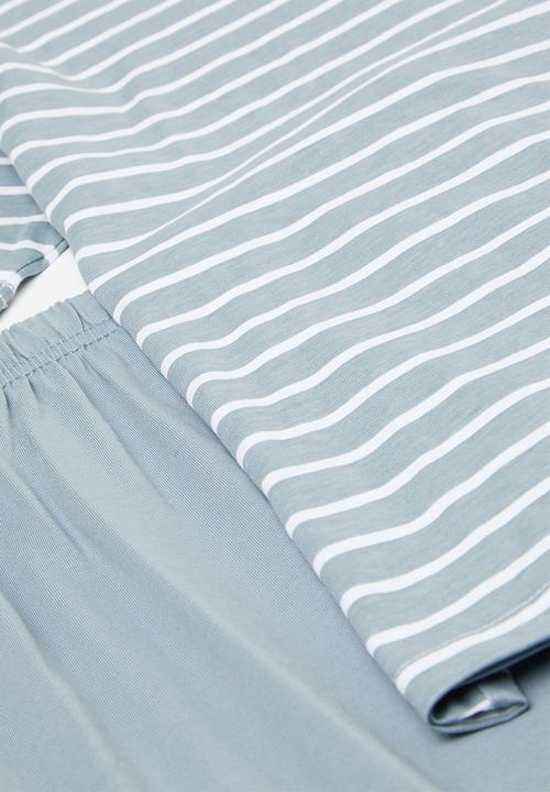 Pop Candy - Striped pj set-light blue & white