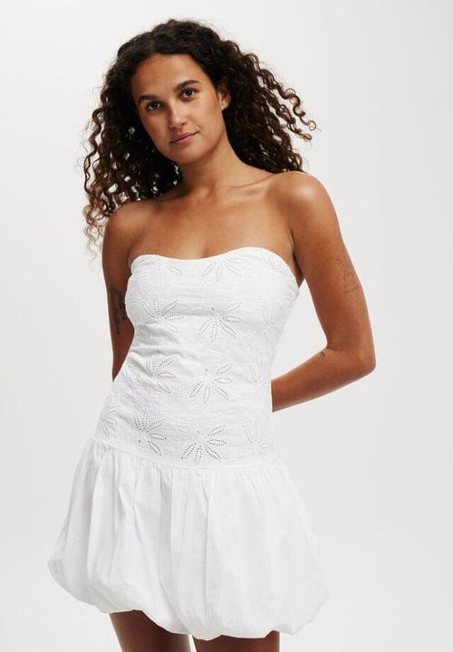 Cotton On - Cutwork bubble tube mini - white