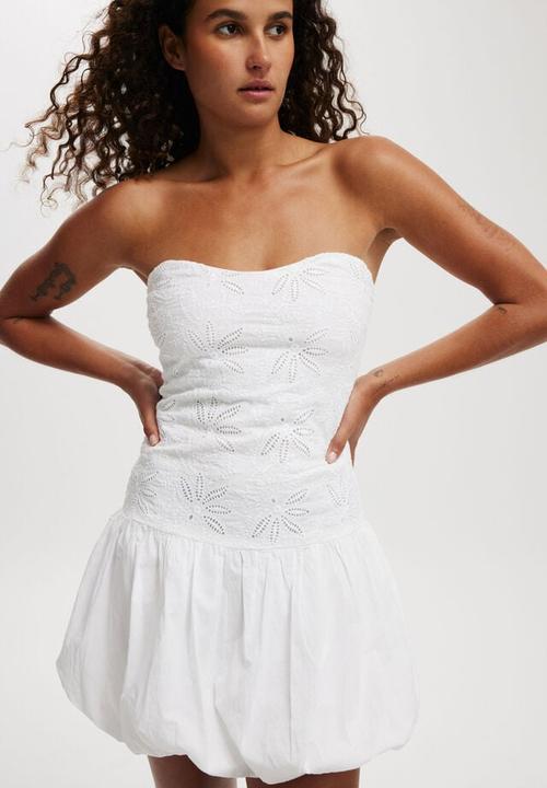 Cotton On - Cutwork bubble tube mini - white