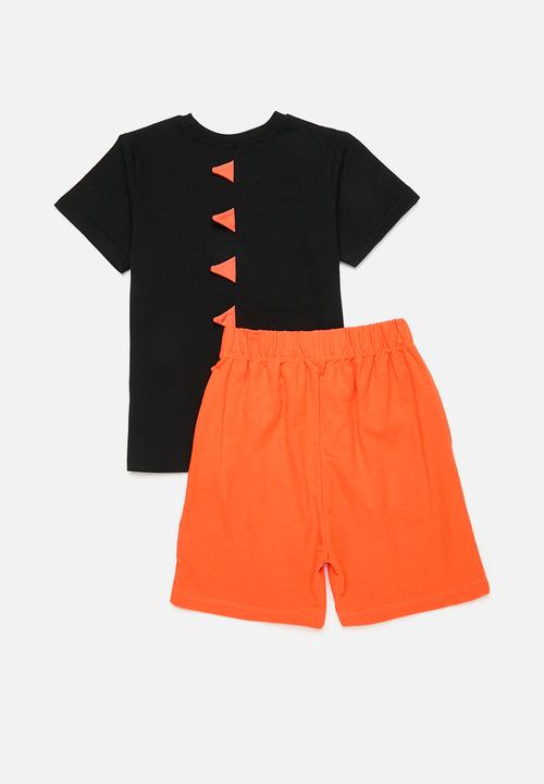 Pop Candy - Tee & short set - black & orange