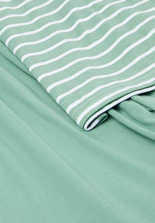Pop Candy - Striped pj set-green & white