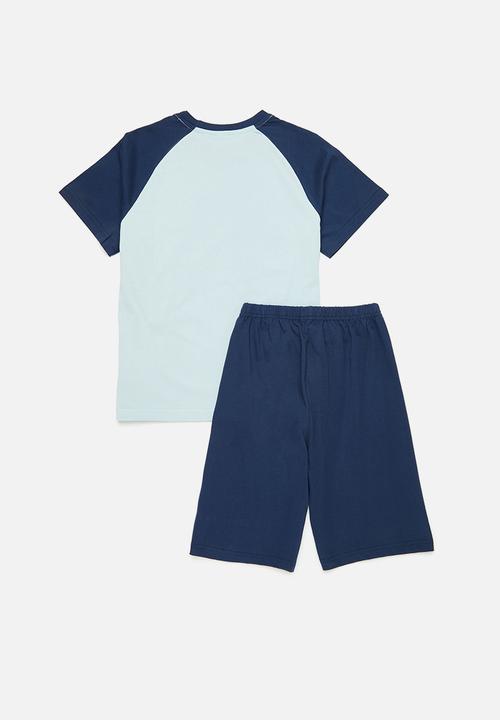 Pop Candy - Contrast raglan pj set-light & dark blue