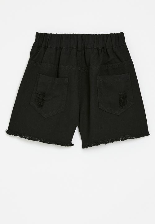 Pop Candy - Frayed hem shorts - black