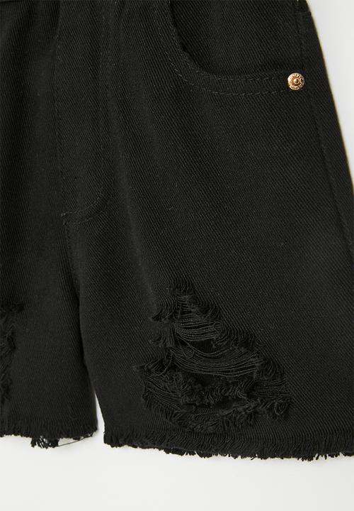 Pop Candy - Frayed hem shorts - black