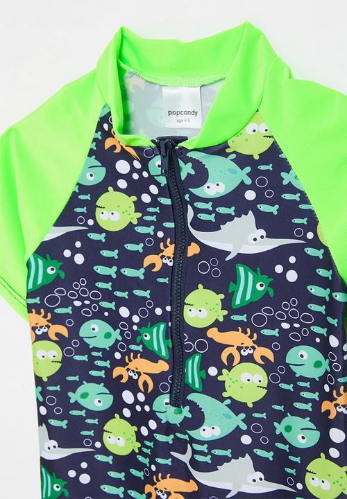 Pop Candy - Reglan swimsuit-green and blue
