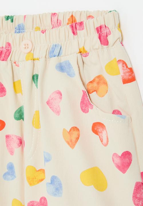 Pop Candy - Heart print shorts - pink & ecru