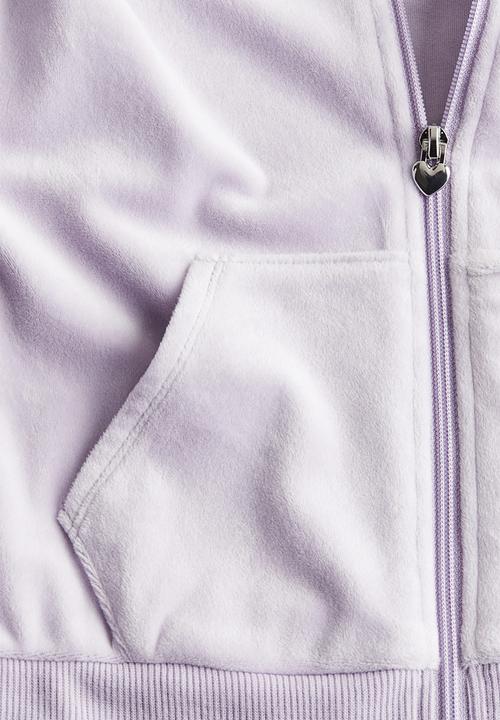 H&M - Velour zip-through hoodie - light purple