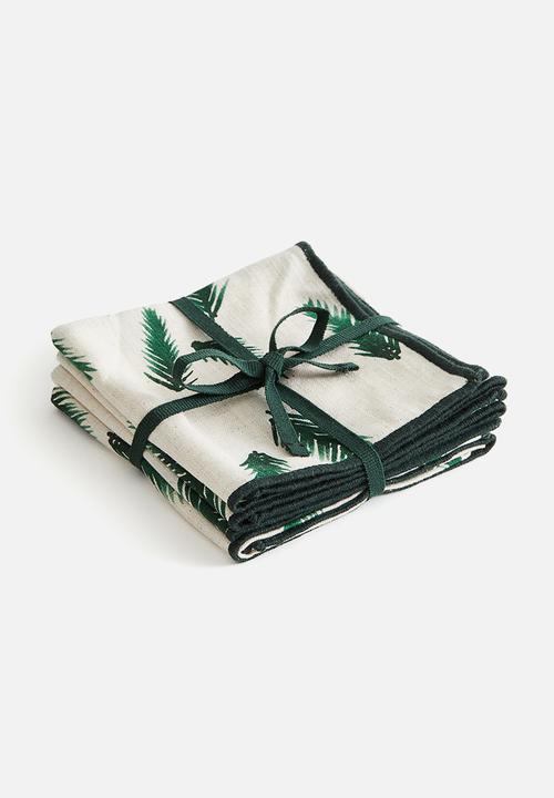 H&M - 4 pack patterned napkins - green patterned