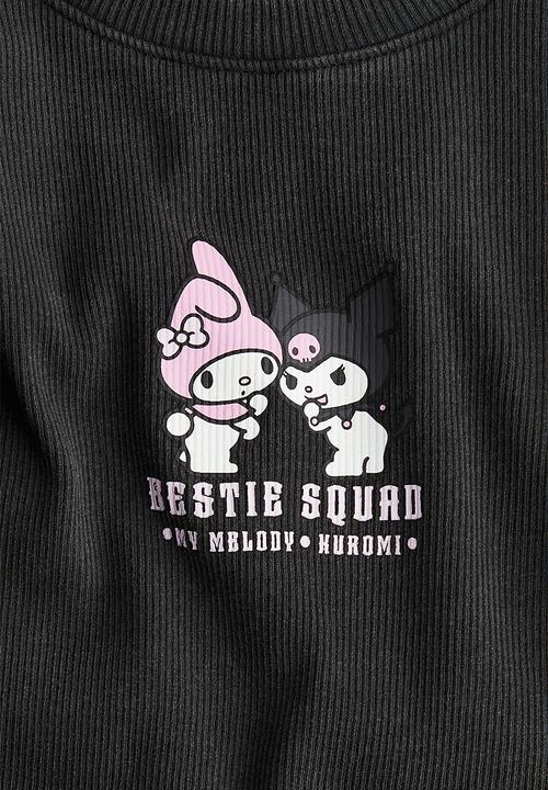 H&M - Printed t-shirt - dark grey & kuromi