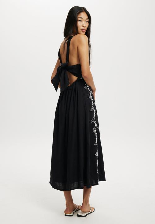 Cotton On - Geri Craftcore Maxi Dress - Black Embroidery
