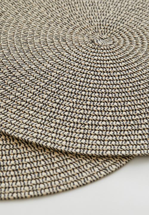H&M - 2-Pack round place mats - light beige black