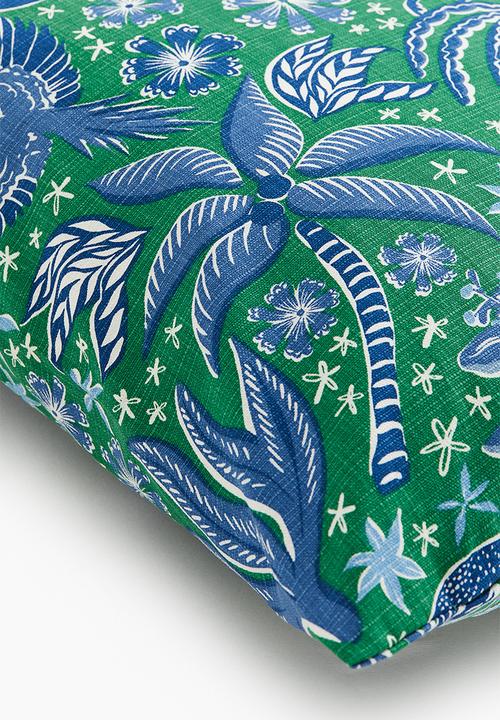 H&M - Patterned cushion cover - blue & green