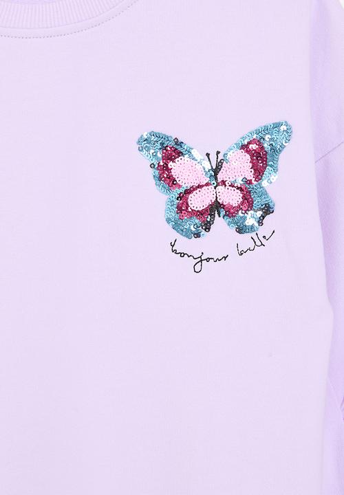 Pop Candy - Butterfly print top - lilac