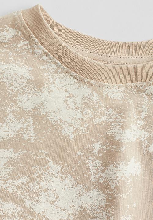 H&M - Printed cotton T-shirt -  beige/patterned