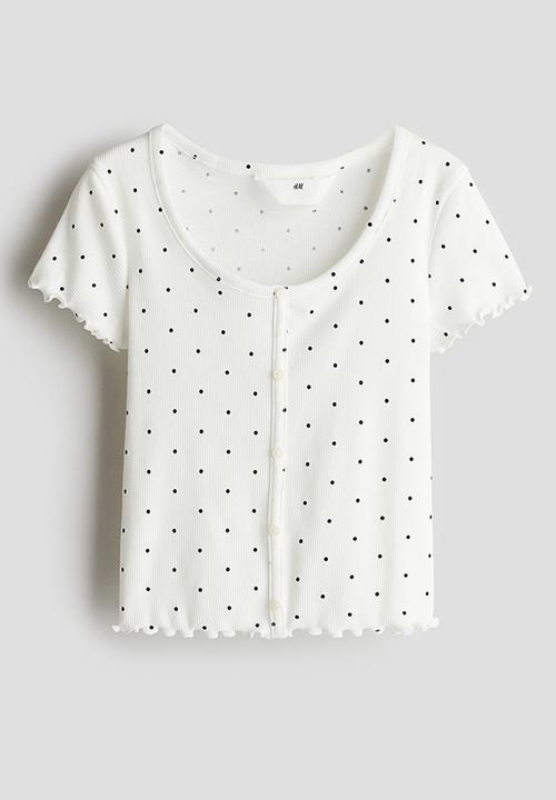 H&M - Ribbed t-shirt - white,multi