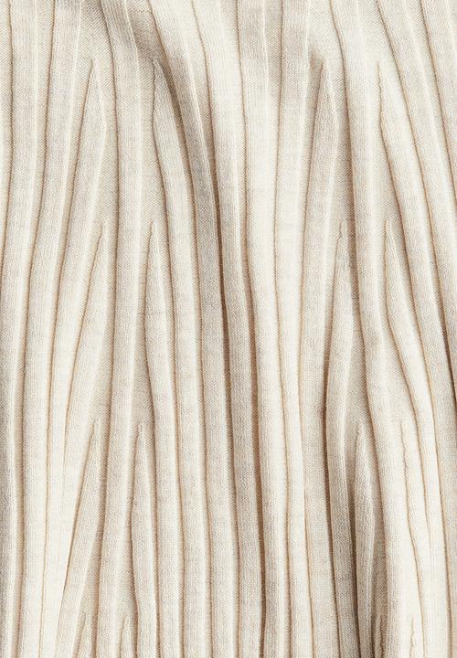 H&M - Rib-knit a-line skirt - beige