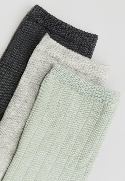 H&M - 5-Pack knitted socks - dusty green dark grey 