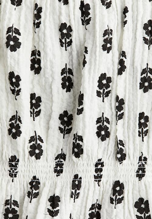 H&M - Seersucker top - white/floral