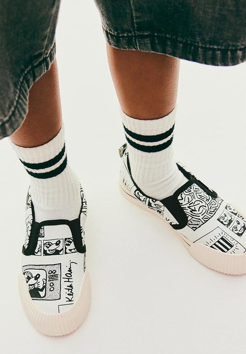 H&M - Keith Haring X H&M:  Printed slip-on trainers - white/patterned