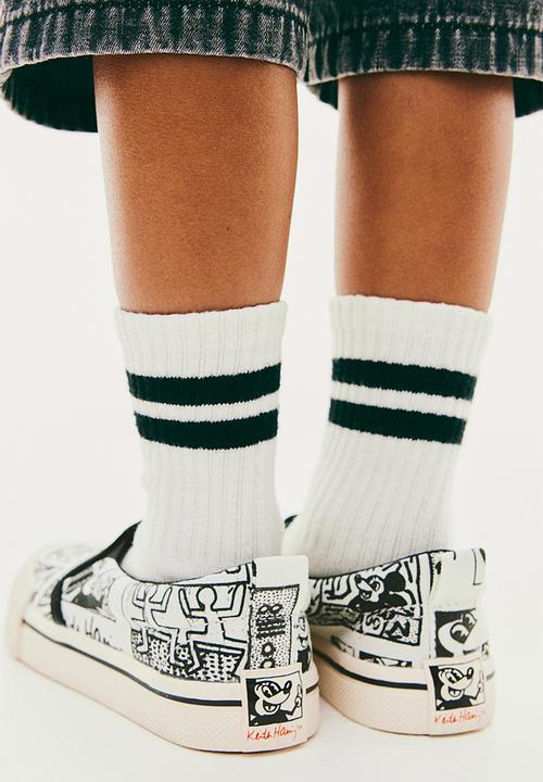H&M - Keith Haring X H&M:  Printed slip-on trainers - white/patterned
