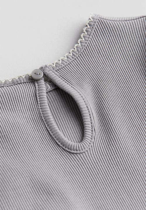 H&M - Ribbed jersey top - light grey