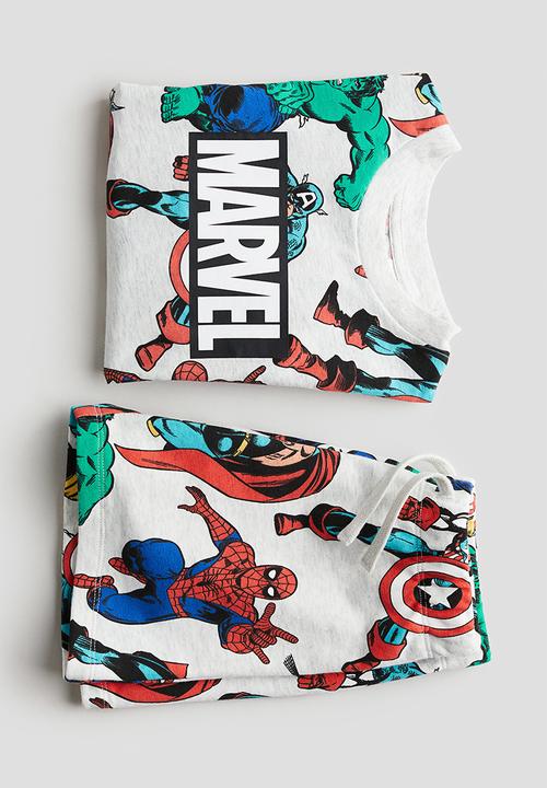 H&M - 2-Piece printed set - light grey marl marvel comics