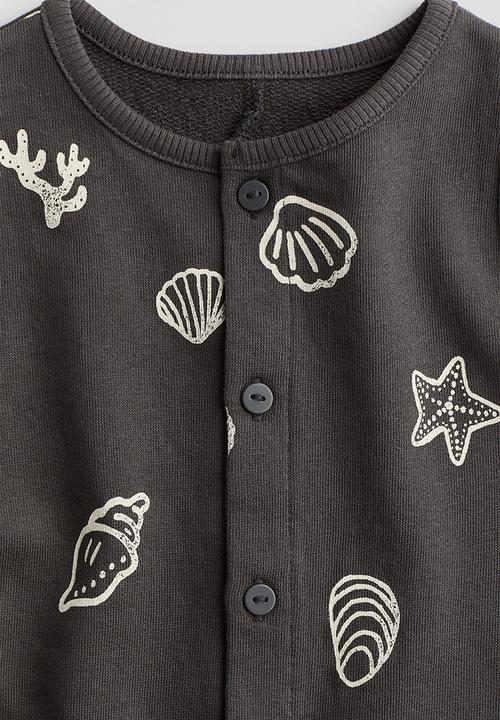 H&M - Cotton romper suit - dark grey seashells