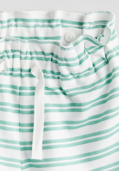 H&M - Cotton shorts - white green striped