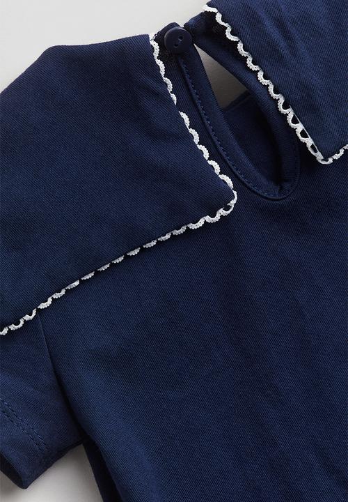 H&M - Collared jersey top - navy blue