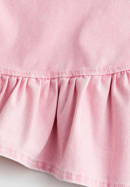 H&M - Flounced denim-look skirt - light pink