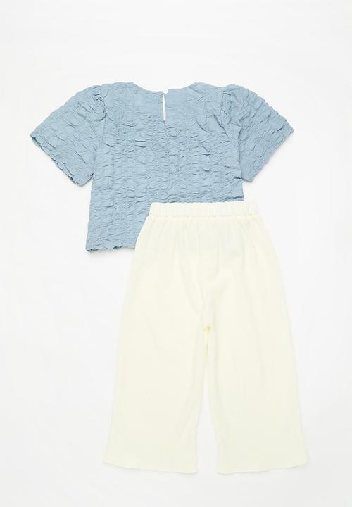 Pop Candy - Top & bottom set - light blue & white