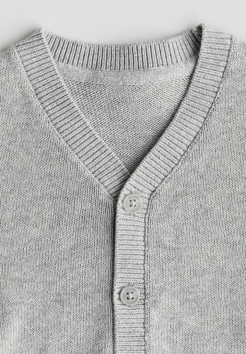 H&M - Waffle-knit cardigan - light grey marl 