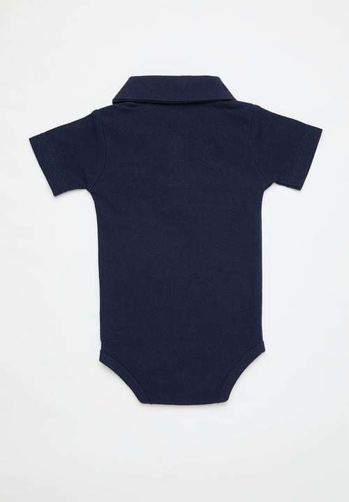Pop Candy - Collared romper-navy blue